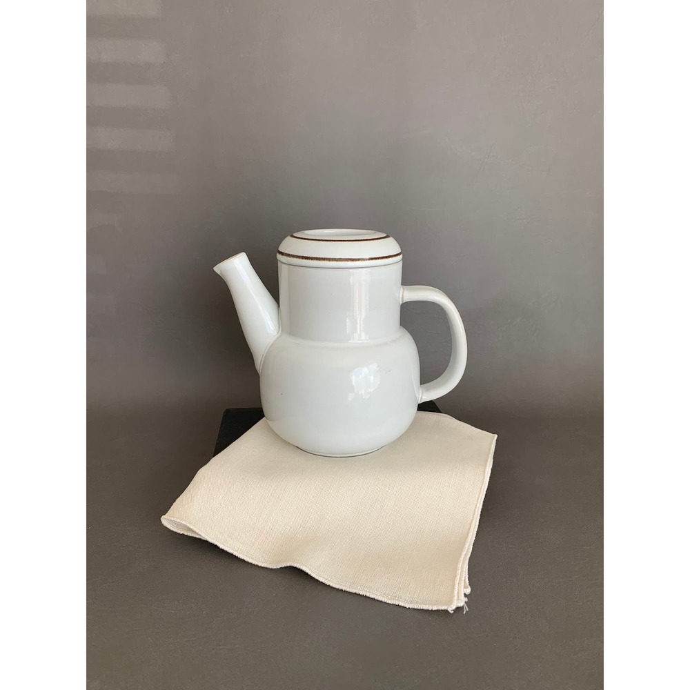VTG DENBY Large Teapot England Pottery white brown alabaster vanilla glaze 1980s
